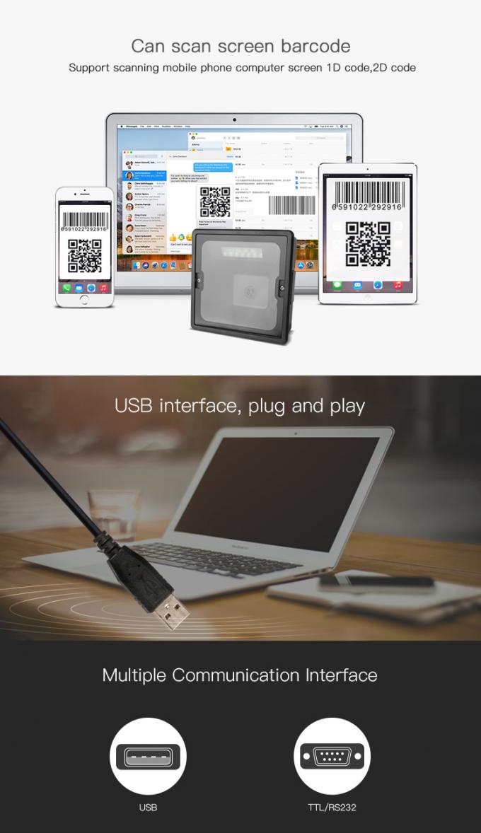 Small square black red light Fixed Embedded Desktop Barcode Scanner DP8560