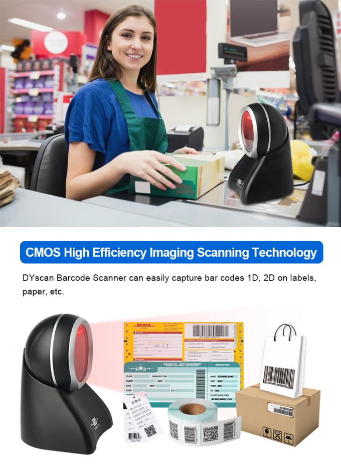 Omnidirectional Buzzer Indicator QR Barcode Scanner CMOS