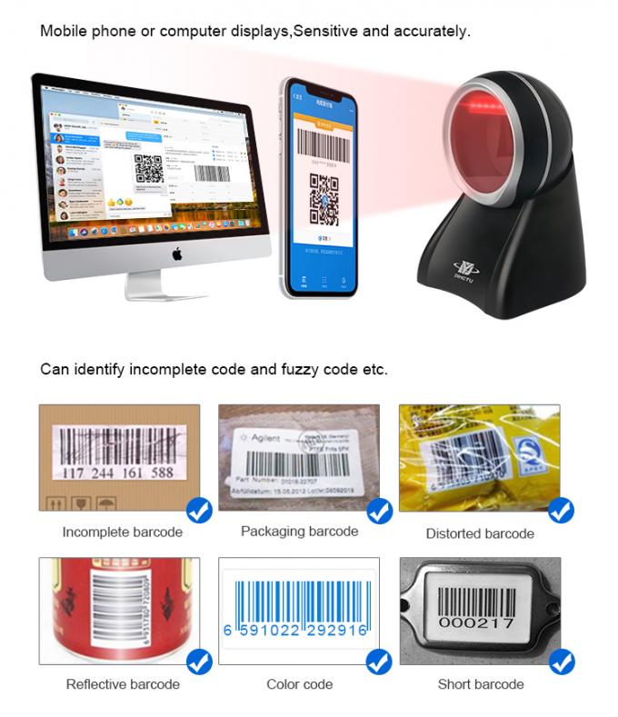 Omnidirectional Buzzer Indicator QR Barcode Scanner CMOS