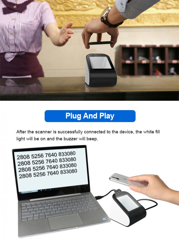 Buzzer Indicator Desktop Barcode Scanner CMOS For Warehouse
