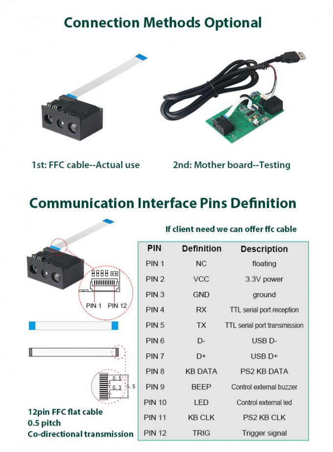 Mini 2D OEM USB TTL Barcode Scan Engine Module DE2290 for POS Machines