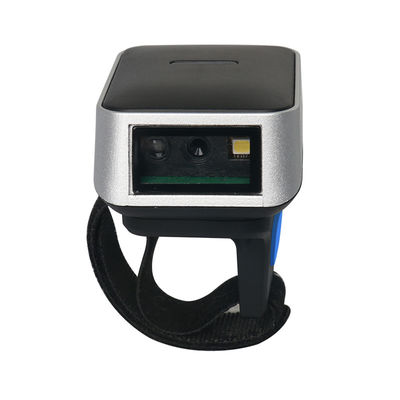 Black Ring Wireless Barcode Scanner With CMOS Sensor 360mAh Battery For Inventory